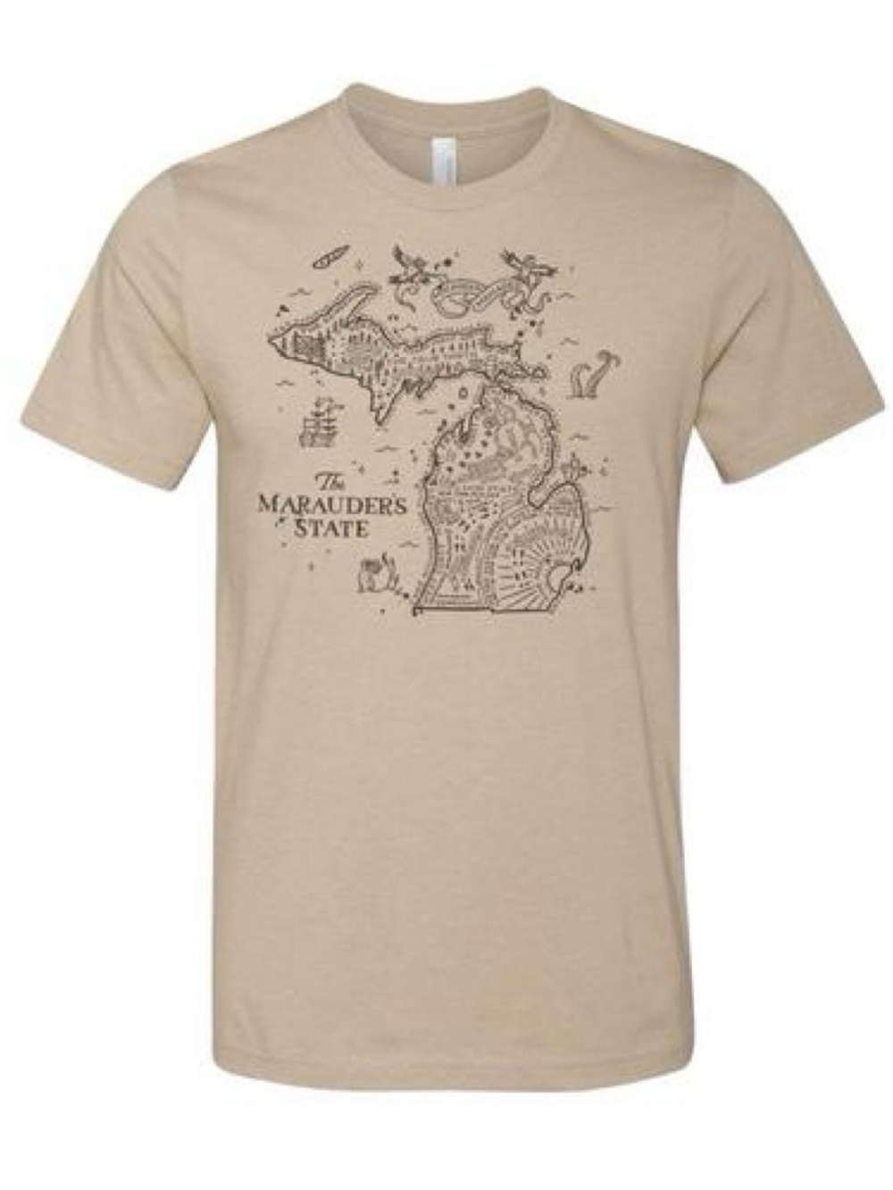 Bella Canvas Beige 'The Marauders State' Map Graphic Tee